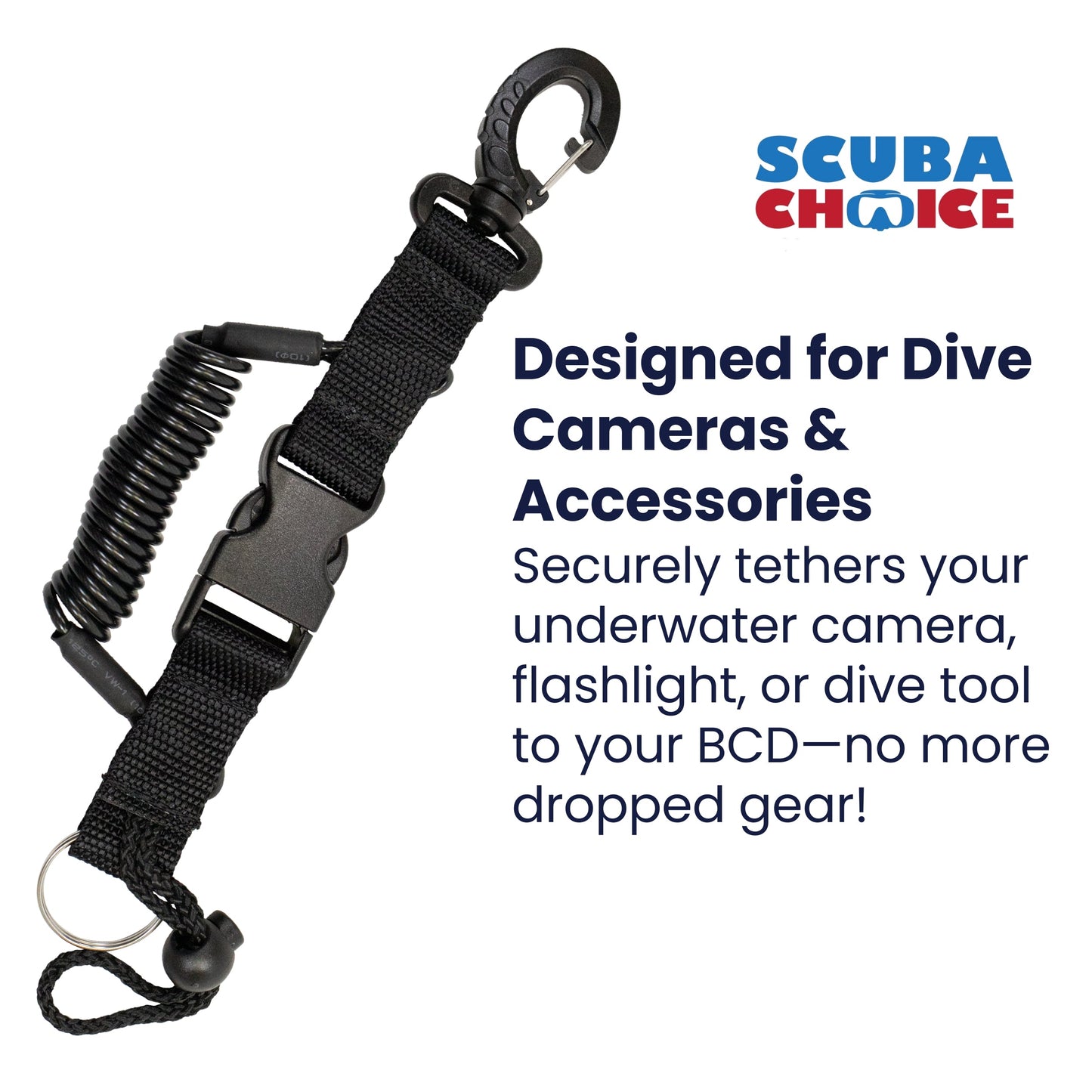 Scuba Diving Coil Camera Lanyard Clip & QB Buckles