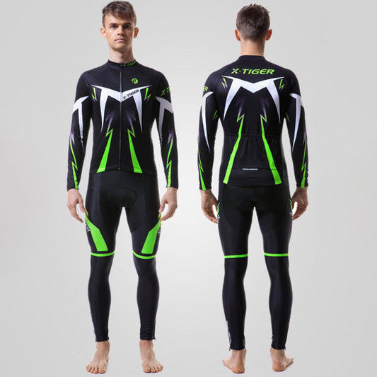 Men's Cycling Jersey Set with Long Sleeves Quick-Dry Breathable Cycling Jersey Suit
