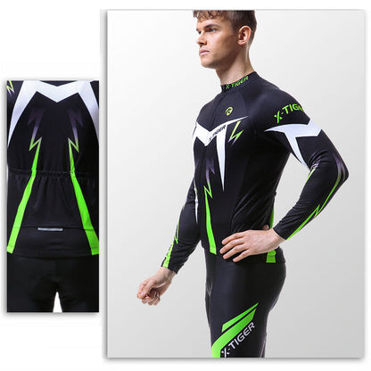 Men's Cycling Jersey Set with Long Sleeves Quick-Dry Breathable Cycling Jersey Suit