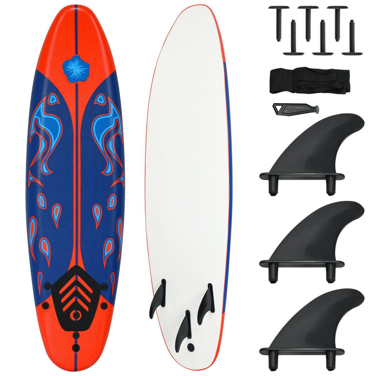 6 Feet Surfboard with 3 Detachable Fins
