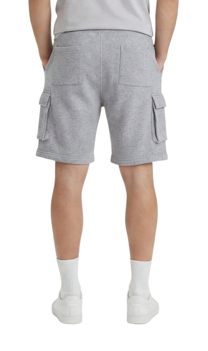 Men's Fleece Cargo Shorts — Elastic Waist Multi-Pocket Sweat Shorts