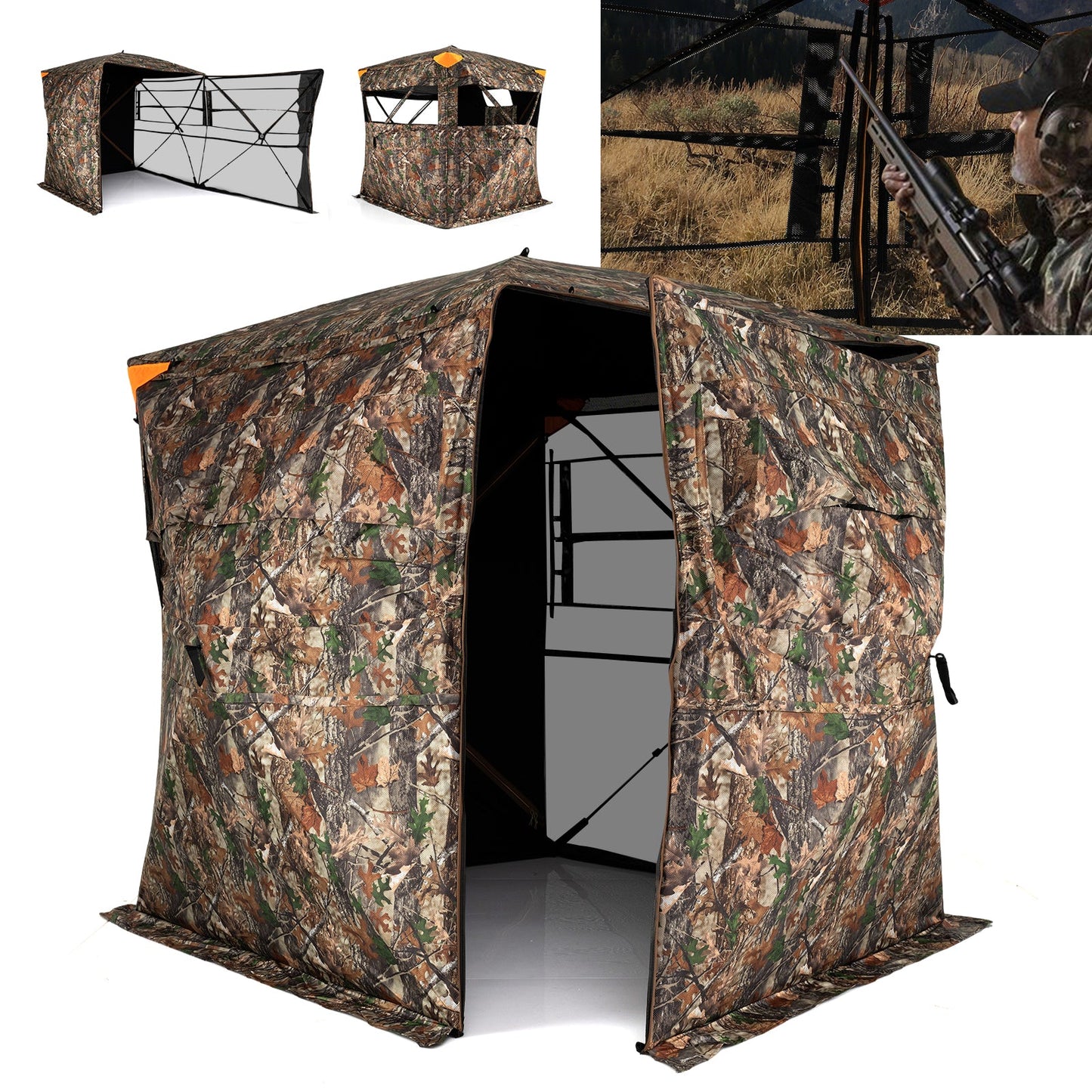 See-Through Pop-up Ground Blind with Full-Open Swing Door