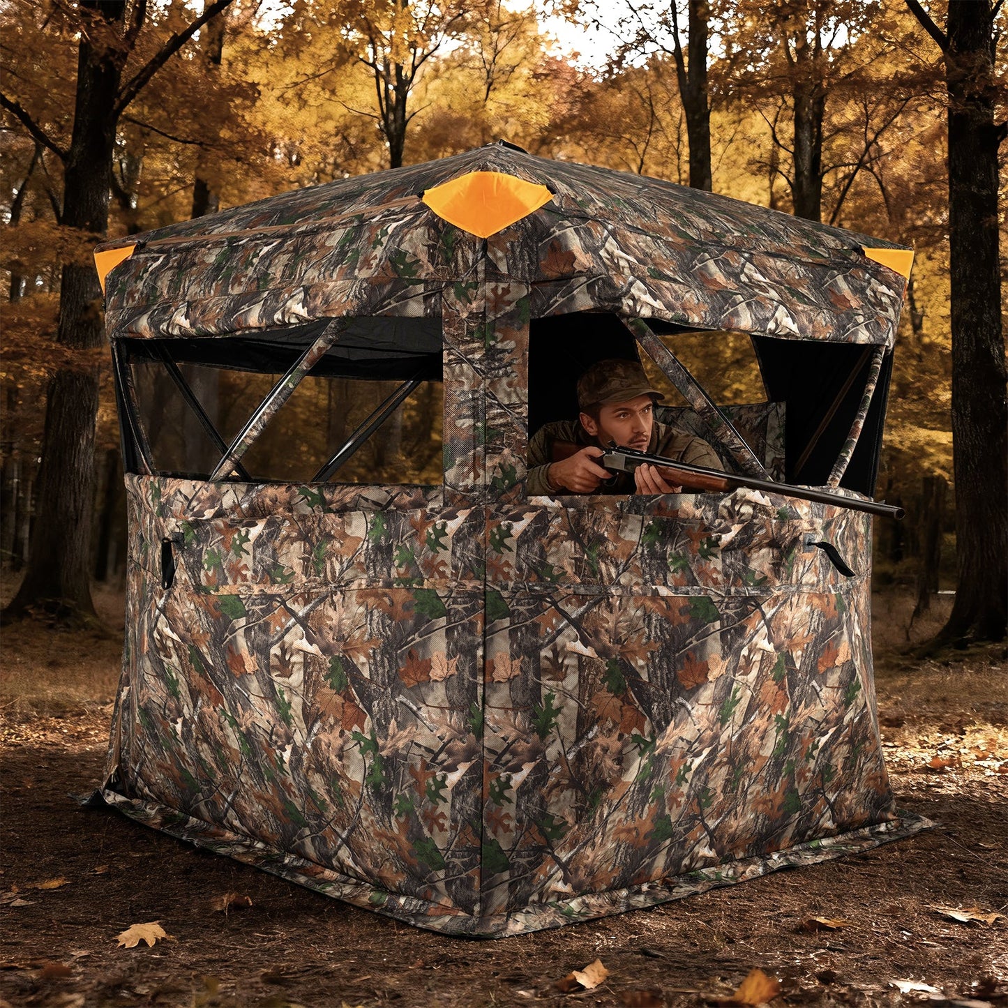 See-Through Pop-up Ground Blind with Full-Open Swing Door