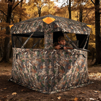 See-Through Pop-up Ground Blind with Full-Open Swing Door