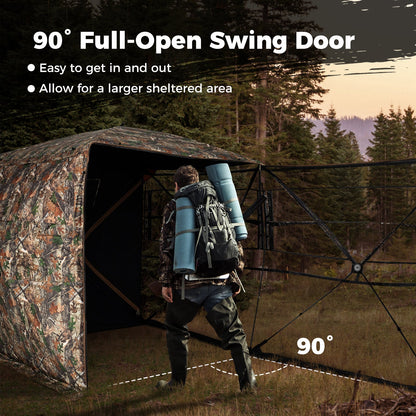 See-Through Pop-up Ground Blind with Full-Open Swing Door