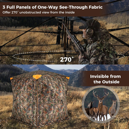 See-Through Pop-up Ground Blind with Full-Open Swing Door