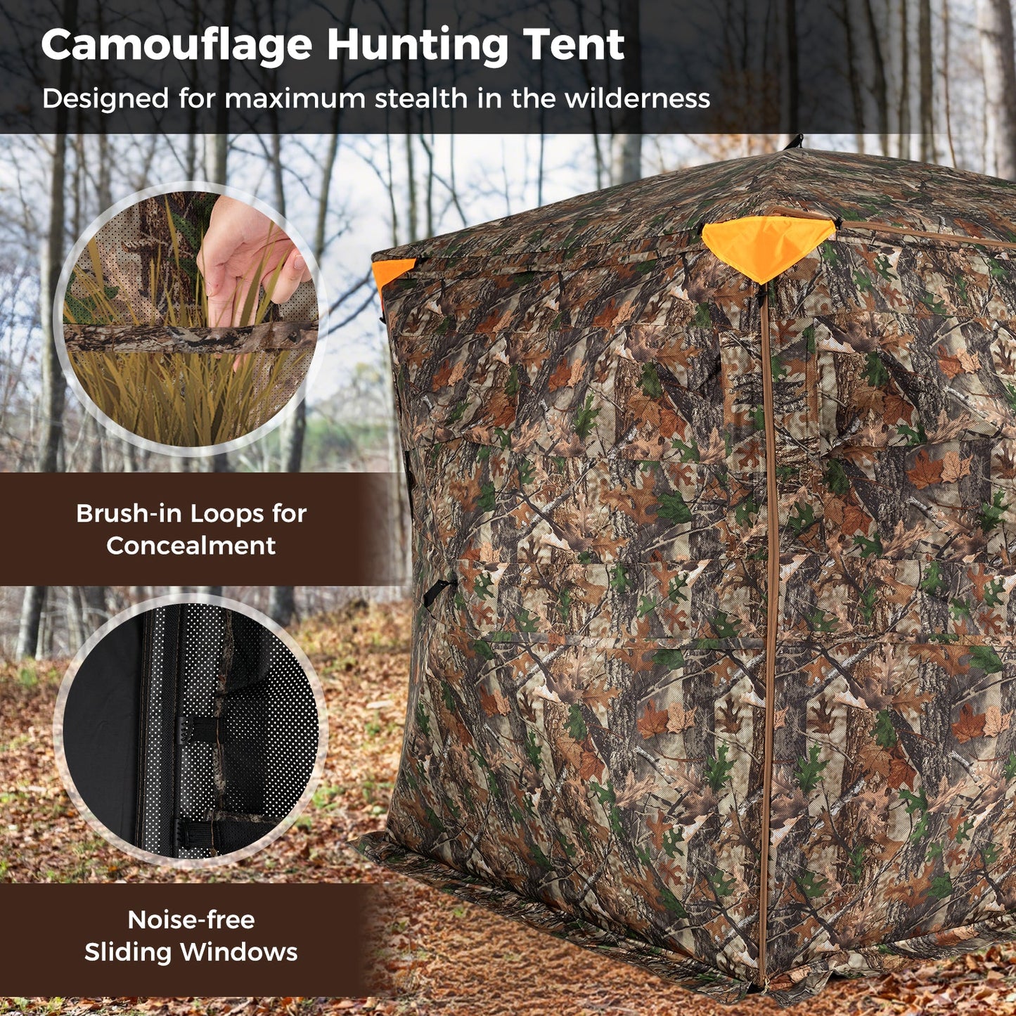 See-Through Pop-up Ground Blind with Full-Open Swing Door