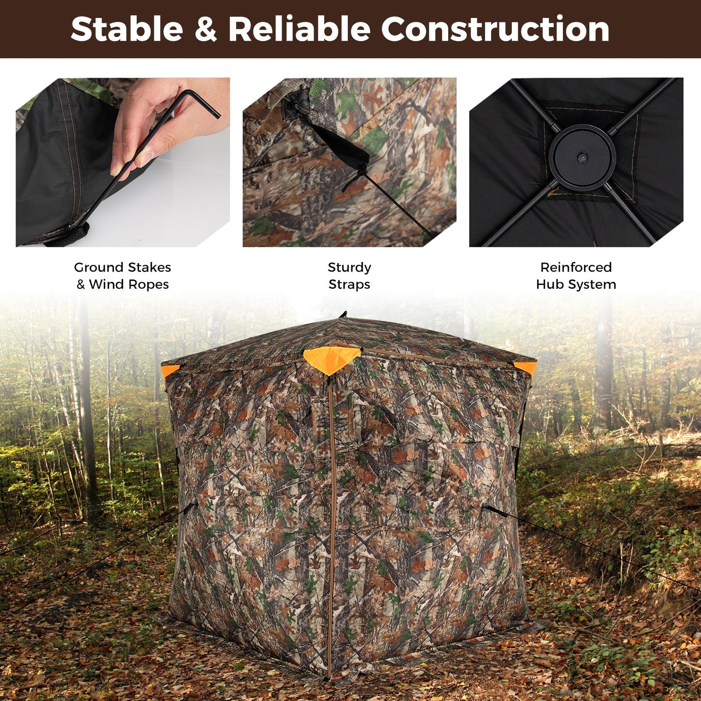 See-Through Pop-up Ground Blind with Full-Open Swing Door