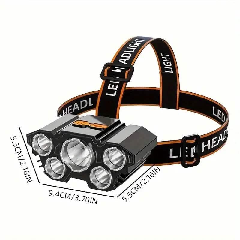 5 LED Headlamp High Lumens Super Bright Outdoor Headlight