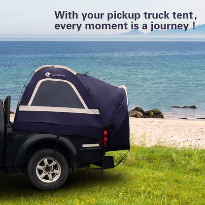 Lanceton Pickup Truck Tent for 5.5'-6.5' Beds, Color-Coded Easy Setup, Features Unique 8" Rear Window Access Pipe & Cross-Pole Windproof Structure (F150, Ram, Silverado, Tundra)