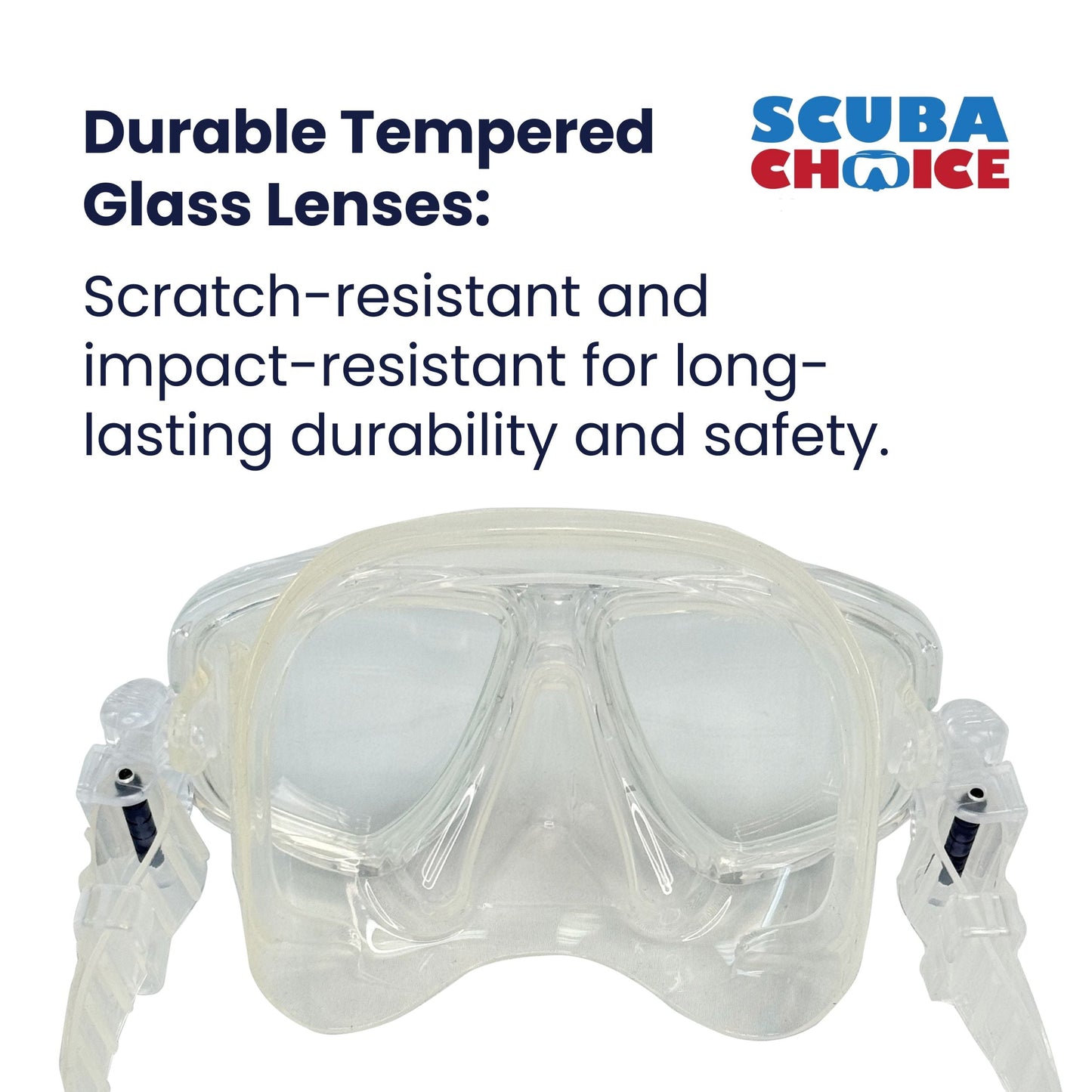 Translucent Blue/Clear Silicone RX Farsighted Gauge Reader Lenses Dive/Snorkeling Mask