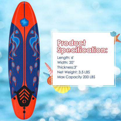 6 Feet Surfboard with 3 Detachable Fins