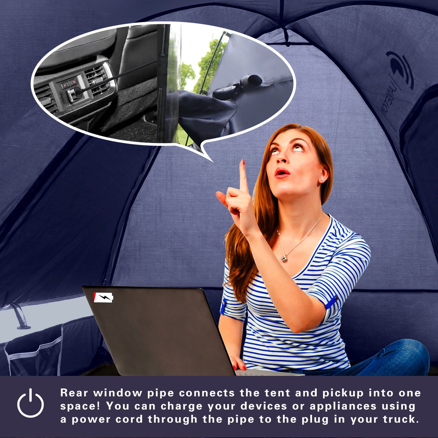 Lanceton Pickup Truck Tent for 5.5'-6.5' Beds, Color-Coded Easy Setup, Features Unique 8" Rear Window Access Pipe & Cross-Pole Windproof Structure (F150, Ram, Silverado, Tundra)