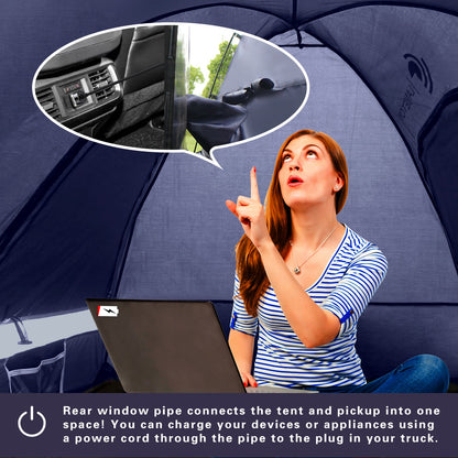 Lanceton Pickup Truck Tent for 5.5'-6.5' Beds, Color-Coded Easy Setup, Features Unique 8" Rear Window Access Pipe & Cross-Pole Windproof Structure (F150, Ram, Silverado, Tundra)