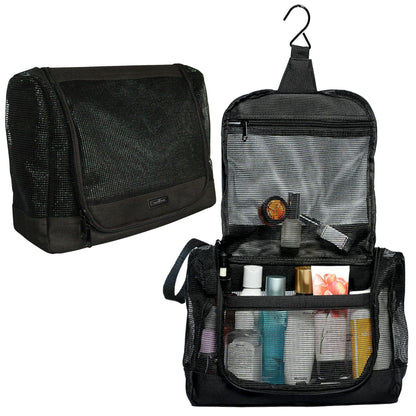 Portable Hanging Shower Caddy Organizer Bag Quick Dry Mesh Shower Caddy Tote Bag Pouch with Metal Hook for Bathroom College Dorm Camp Gym Camping Toiletry Bath (12”x3”x8”)