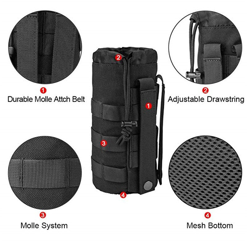 Outdoor Water Bottle Pouch Waist Bag Multifunction Pockets EDC Gear Camping Hiking Riding