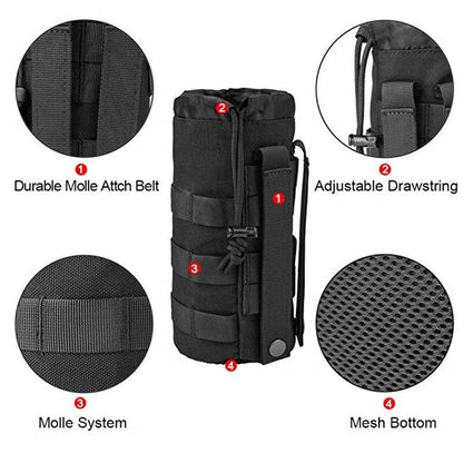 Outdoor Water Bottle Pouch Waist Bag Multifunction Pockets EDC Gear Camping Hiking Riding