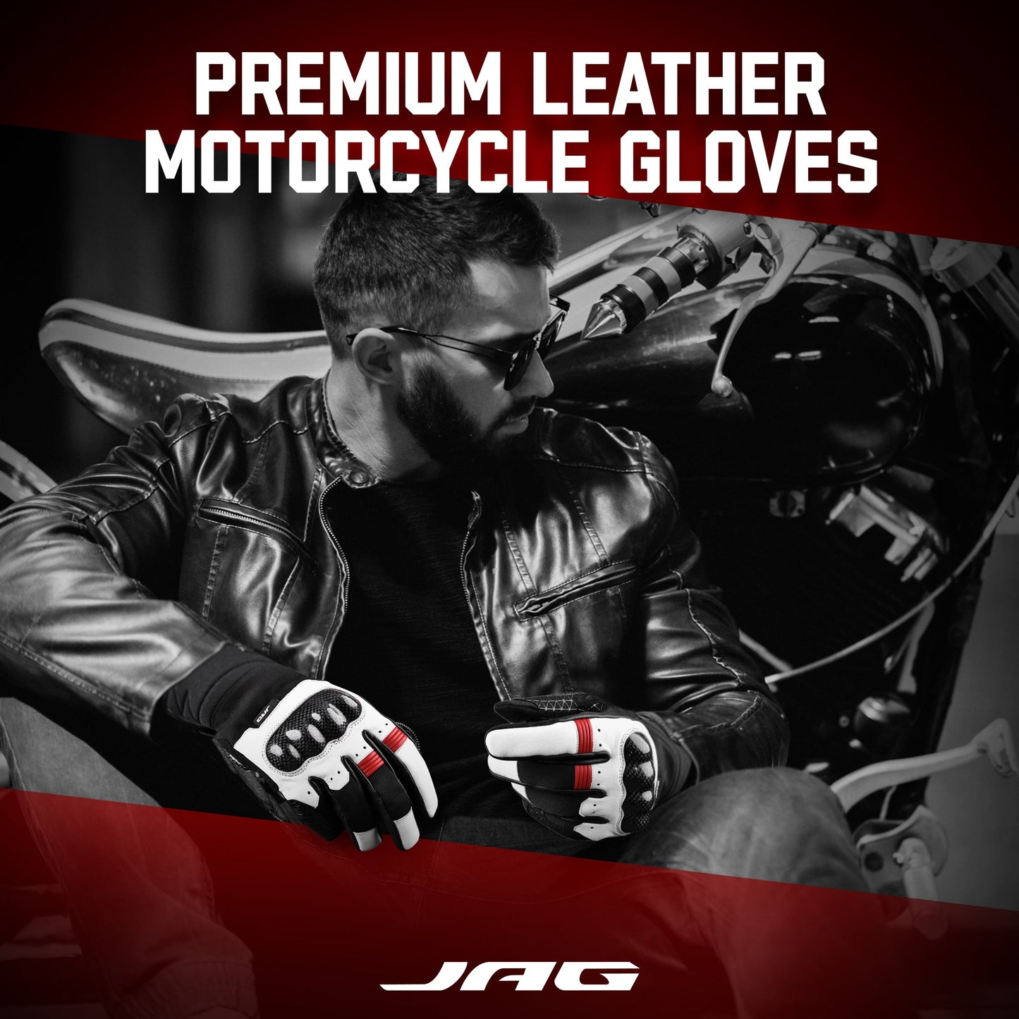 Leather Motorcycle Riding Gloves - Knuckle Protection