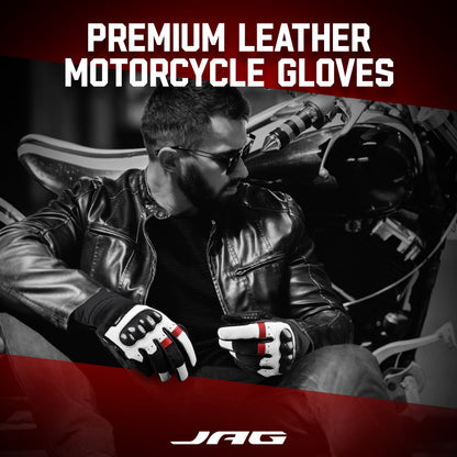 Leather Motorcycle Riding Gloves - Knuckle Protection