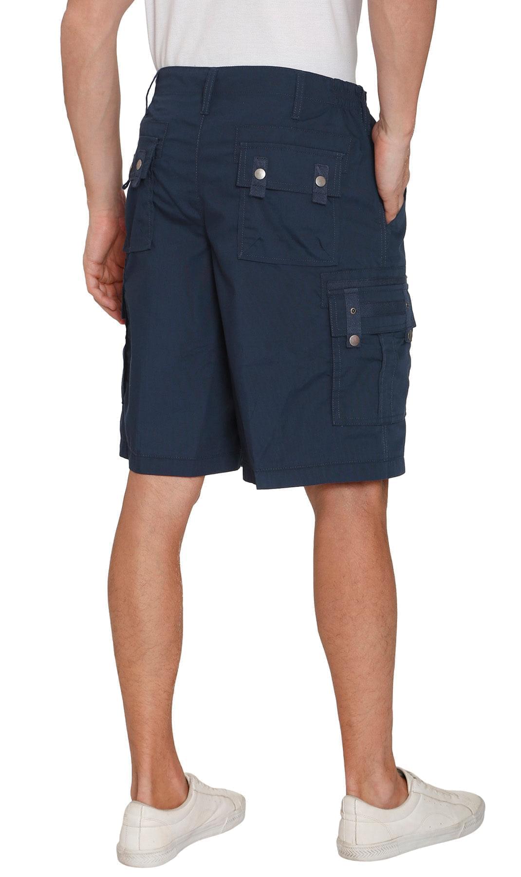 Men's Elastic Waist Cargo Shorts with Multi-Pocket Design