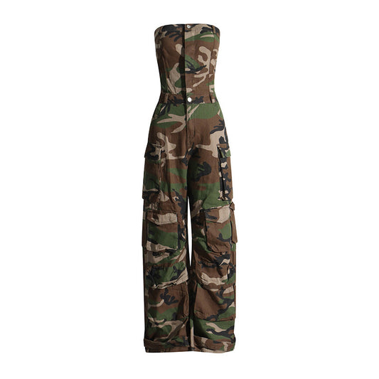 Camouflage Pattern Women Jumpsuit Women Casual Pants