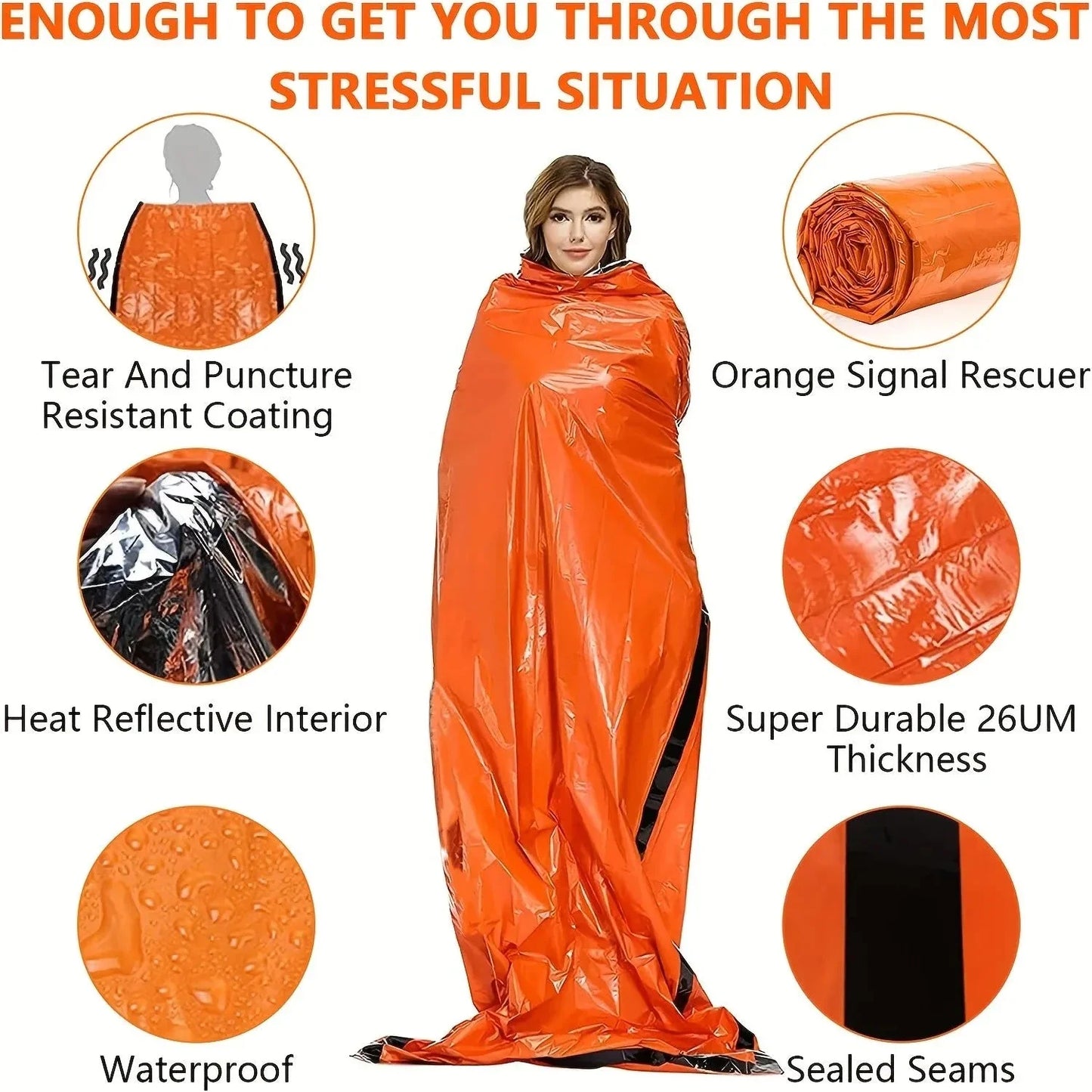 Emergency Survival Sleeping Bag – Portable Waterproof Thermal Bivy Sack for Camping & Rescue