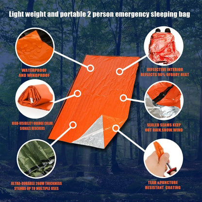 Emergency Survival Sleeping Bag – Portable Waterproof Thermal Bivy Sack for Camping & Rescue