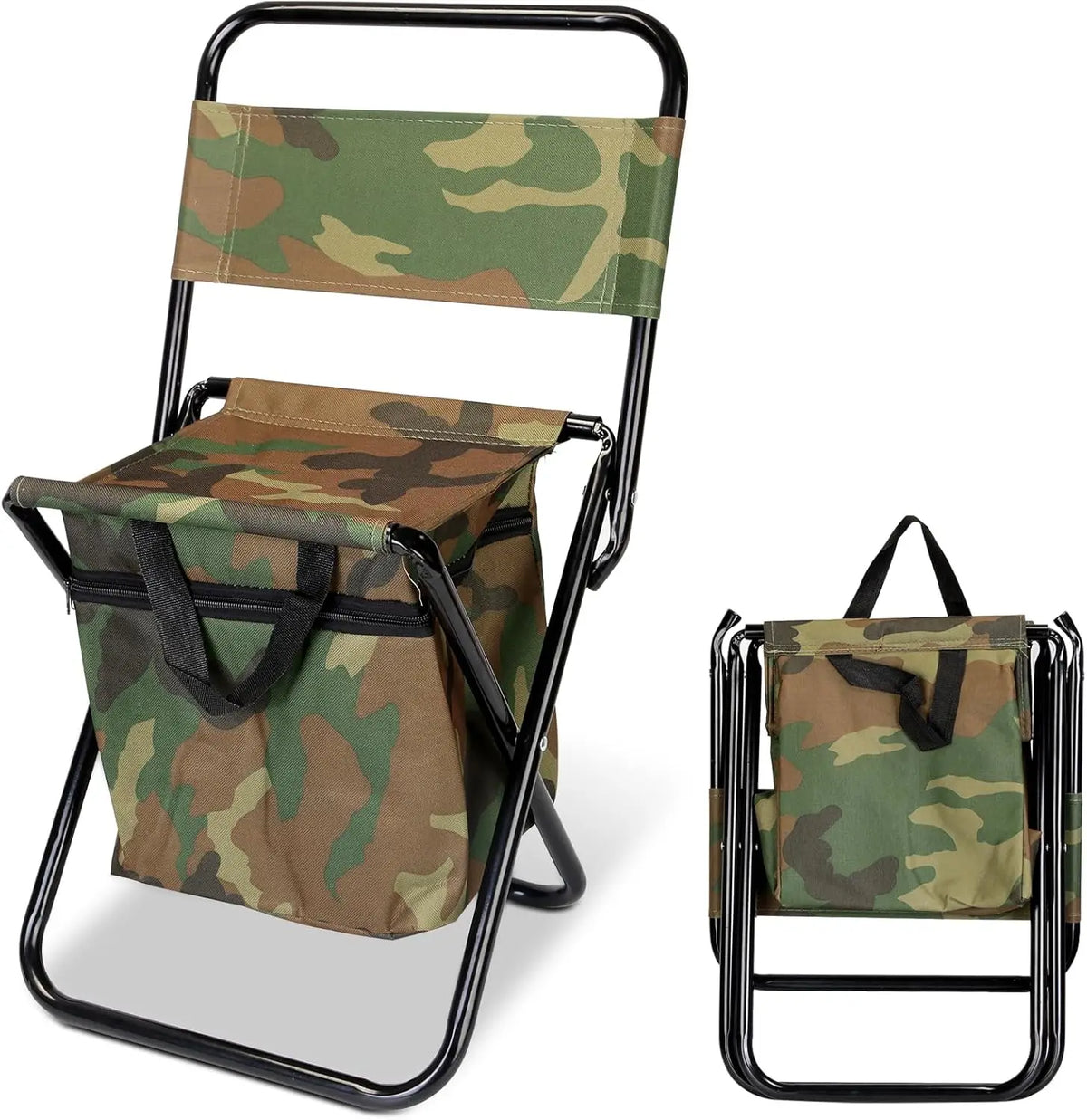 Portable Folding Chair with Built-In Cooler & Backrest