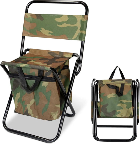 Portable Folding Chair with Built-In Cooler & Backrest