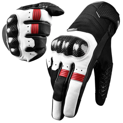 Leather Motorcycle Riding Gloves - Knuckle Protection