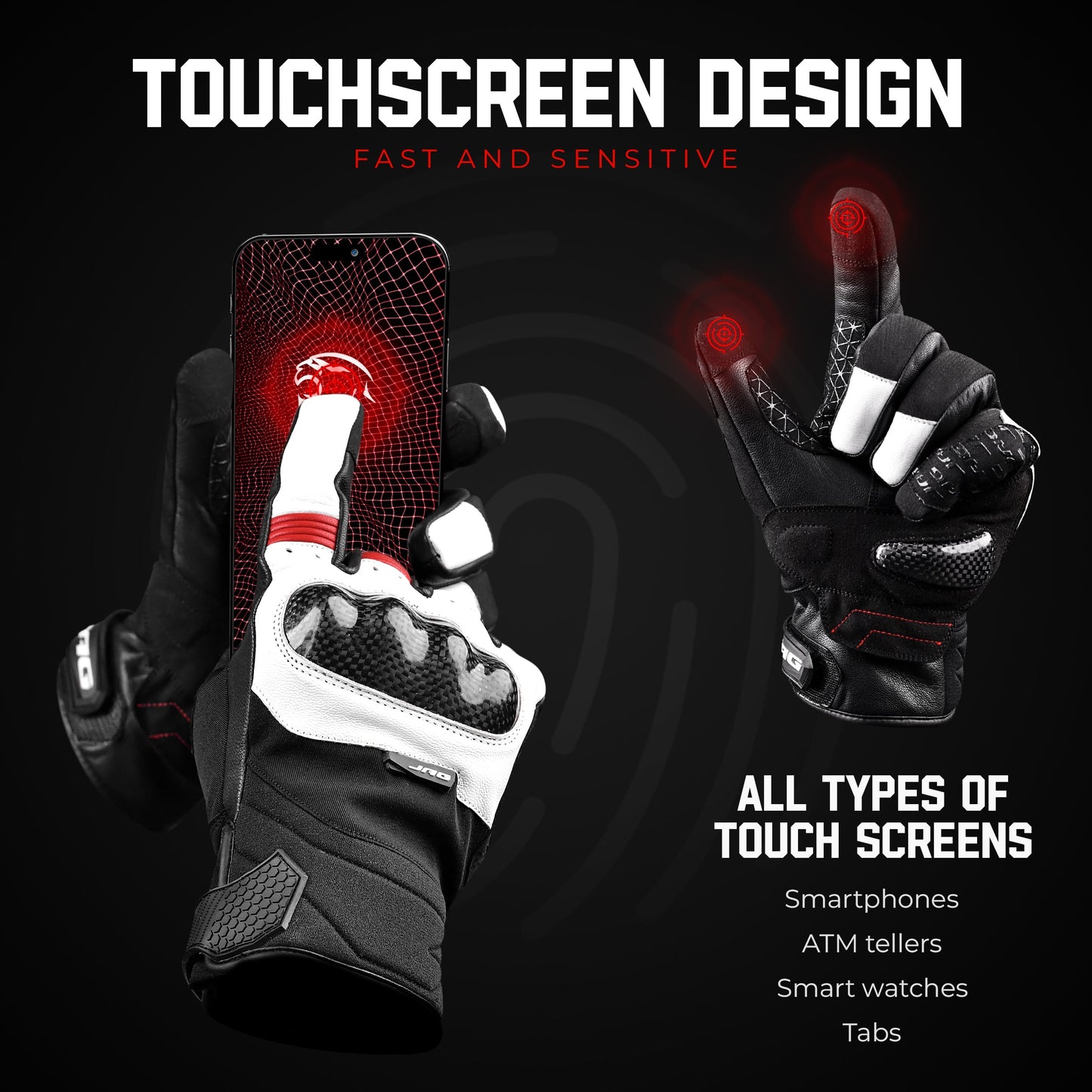 Leather Motorcycle Riding Gloves - Knuckle Protection