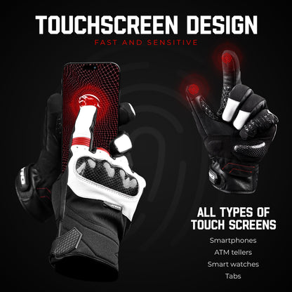 Leather Motorcycle Riding Gloves - Knuckle Protection