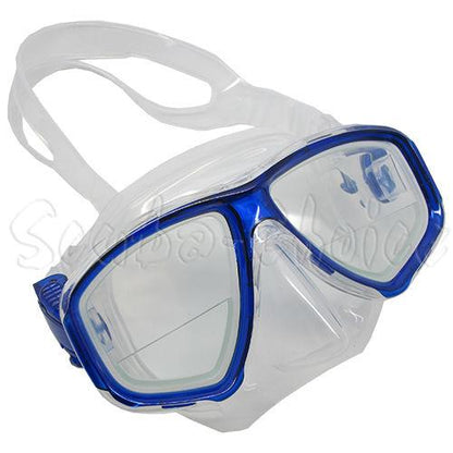 Translucent Blue/Clear Silicone RX Farsighted Gauge Reader Lenses Dive/Snorkeling Mask