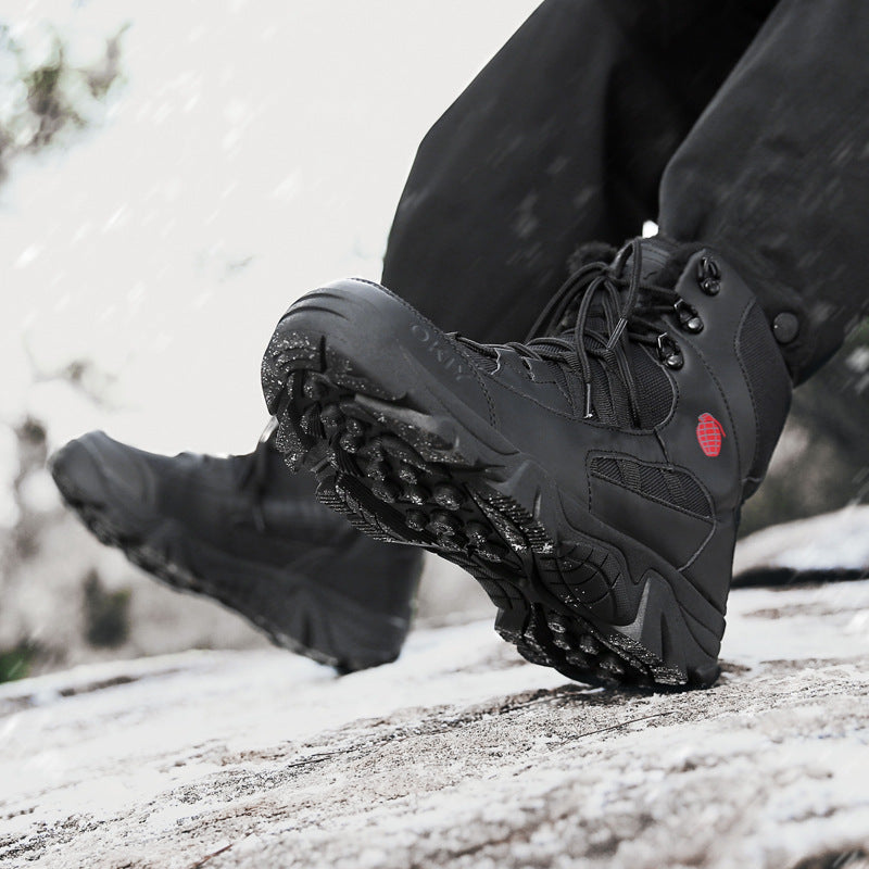 Men's Winter Camping Fleece-lined Warm Snow Outdoor Climbing Boots