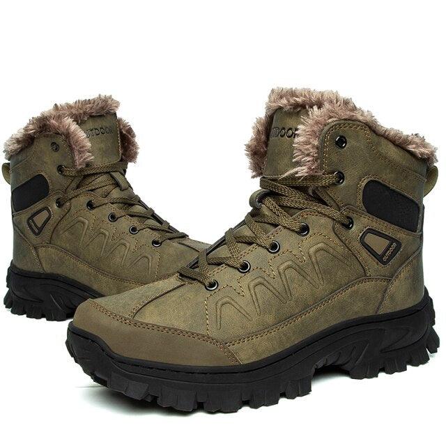 Men Winter Snow Boots Waterproof Leather Non-Slip Full Fur Lined Design