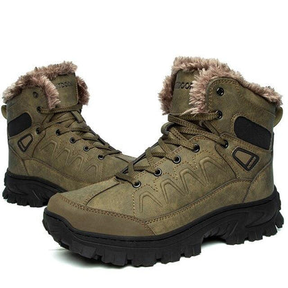 Men Winter Snow Boots Waterproof Leather Non-Slip Full Fur Lined Design