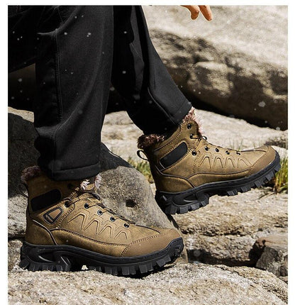 Men Winter Snow Boots Waterproof Leather Non-Slip Full Fur Lined Design