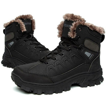 Men Winter Snow Boots Waterproof Leather Non-Slip Full Fur Lined Design