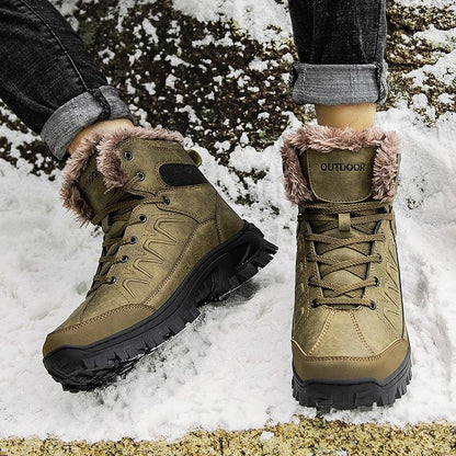 Men Winter Snow Boots Waterproof Leather Non-Slip Full Fur Lined Design