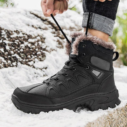 Men Winter Snow Boots Waterproof Leather Non-Slip Full Fur Lined Design