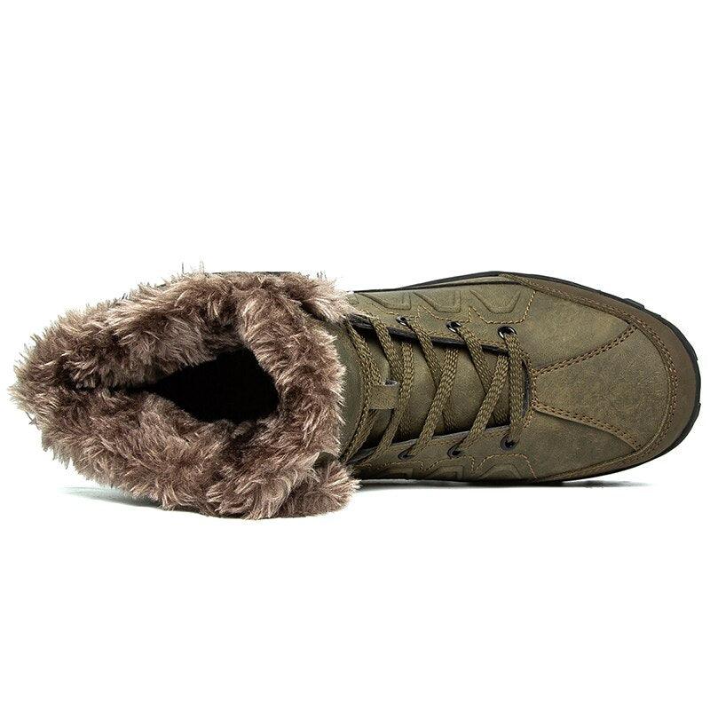 Men Winter Snow Boots Waterproof Leather Non-Slip Full Fur Lined Design