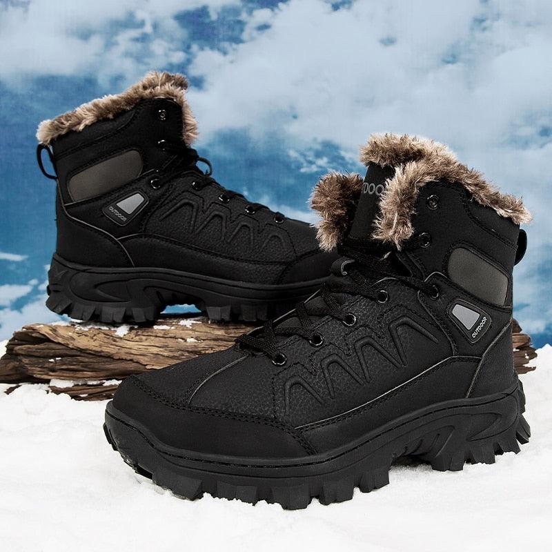 Men Winter Snow Boots Waterproof Leather Non-Slip Full Fur Lined Design