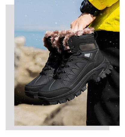 Men Winter Snow Boots Waterproof Leather Non-Slip Full Fur Lined Design