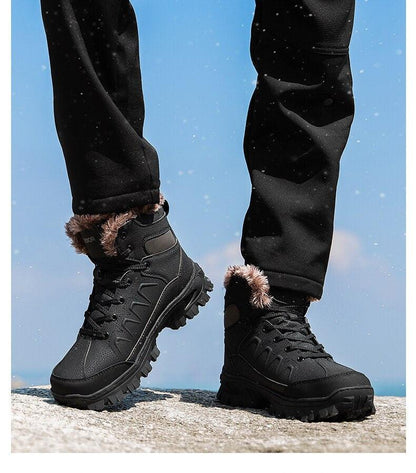 Men Winter Snow Boots Waterproof Leather Non-Slip Full Fur Lined Design