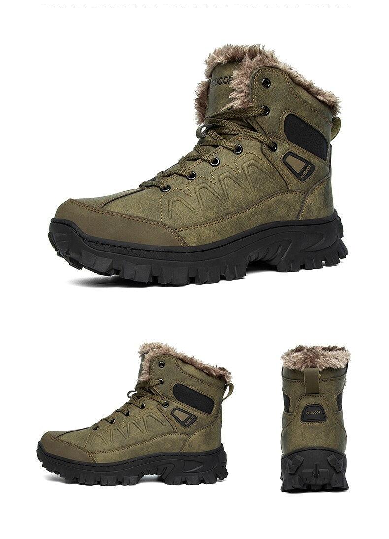 Men Winter Snow Boots Waterproof Leather Non-Slip Full Fur Lined Design