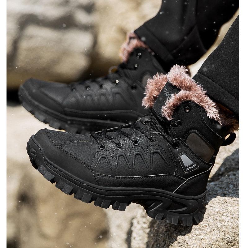 Men Winter Snow Boots Waterproof Leather Non-Slip Full Fur Lined Design
