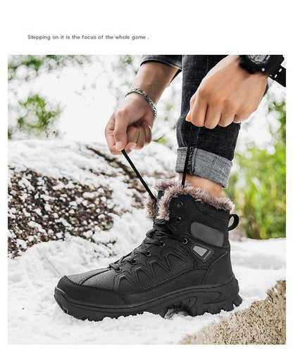 Men Winter Snow Boots Waterproof Leather Non-Slip Full Fur Lined Design