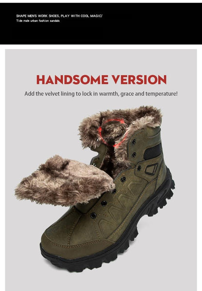 Men Winter Snow Boots Waterproof Leather Non-Slip Full Fur Lined Design