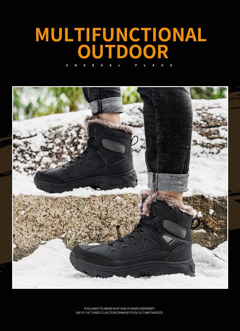 Men Winter Snow Boots Waterproof Leather Non-Slip Full Fur Lined Design