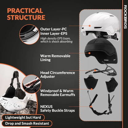 Ski Helmet with Adjustable Ventilation and Detachable Liner for Winter Sports